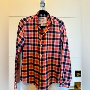 Frank and Eileen large cotton plaid shirt. Almost new. Red, blue and pink check